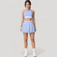 High Neck Crop Top with Contrast Stripe Hem and Fitted Athletic Design
