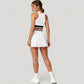 High Neck Crop Top with Contrast Stripe Hem and Fitted Athletic Design