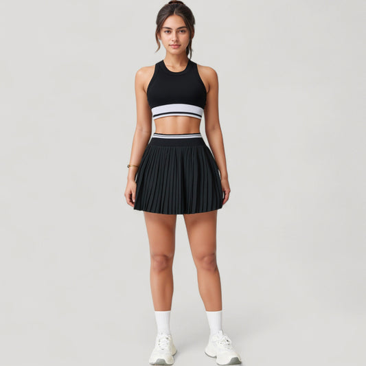 Pleated Tennis Skirt with Built-In Shorts and Side Pocket for Sporty Style and Functional Movement