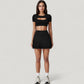Short Sleeve Cropped Active Top with Keyhole Front Cutout and Built-In Bra for Medium Support