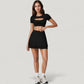 Short Sleeve Cropped Active Top with Keyhole Front Cutout and Built-In Bra for Medium Support