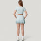 Short Sleeve Cropped Active Top with Keyhole Front Cutout and Built-In Bra for Medium Support