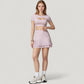 Short Sleeve Cropped Active Top with Keyhole Front Cutout and Built-In Bra for Medium Support