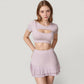 Short Sleeve Cropped Active Top with Keyhole Front Cutout and Built-In Bra for Medium Support