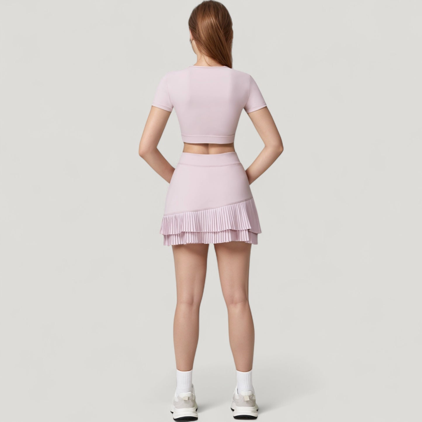 Short Sleeve Cropped Active Top with Keyhole Front Cutout and Built-In Bra for Medium Support
