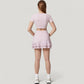 Short Sleeve Cropped Active Top with Keyhole Front Cutout and Built-In Bra for Medium Support