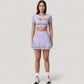 Short Sleeve Cropped Active Top with Keyhole Front Cutout and Built-In Bra for Medium Support