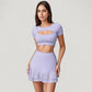 Short Sleeve Cropped Active Top with Keyhole Front Cutout and Built-In Bra for Medium Support