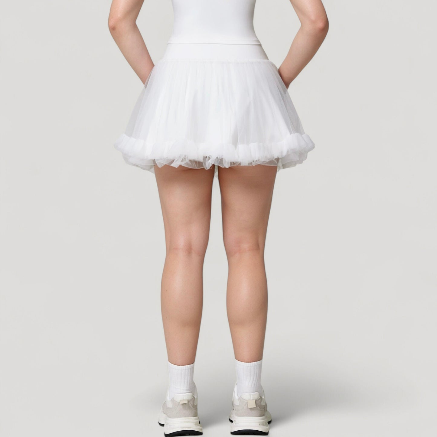 Tulle Mini Skirt with Soft Lining and Layered Ruffle Hem for a Whimsical Ballet-Inspired Look