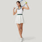 Sleeveless Tennis Dress with Zip Front Contrast Trim Neckline and Pleated Skirt