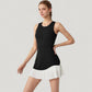 Sleeveless Tennis Dress with Scoop Neck Fitted Bodice and Contrast Pleated Hem