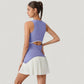 Sleeveless Tennis Dress with Scoop Neck Fitted Bodice and Contrast Pleated Hem