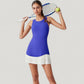 Sleeveless Tennis Dress with Scoop Neck Fitted Bodice and Contrast Pleated Hem