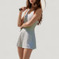 Scoop Neck Active Tennis Dress with Contrast Shoulder Straps and Fitted Waist