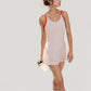 Scoop Neck Active Tennis Dress with Contrast Shoulder Straps and Fitted Waist