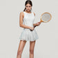 Sleeveless Lace Tennis Dress with Fitted Bodice and Flowy Skirt Overlay