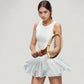 Sleeveless Lace Tennis Dress with Fitted Bodice and Flowy Skirt Overlay