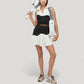 Sleeveless Colorblock Cropped Top with Collared Neckline and Sculpted Contrast Design