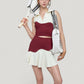 Sleeveless Colorblock Cropped Top with Collared Neckline and Sculpted Contrast Design
