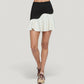 High Waist Colorblock Tennis Skirt with Sculpted Contrast Design and Flared Hem