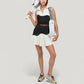 High Waist Colorblock Tennis Skirt with Sculpted Contrast Design and Flared Hem