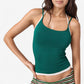 Contrast Trim Halter Tank Top with Fitted Silhouette and Double Strap Detail
