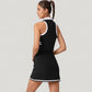 Sleeveless Cropped Polo Top with Contrast Collar and Side Stripe Detail