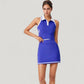 Sleeveless Cropped Polo Top with Contrast Collar and Side Stripe Detail
