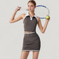 Sleeveless Cropped Polo Top with Contrast Collar and Side Stripe Detail
