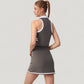 Sleeveless Cropped Polo Top with Contrast Collar and Side Stripe Detail