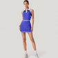 High Waist Athletic Skirt with Contrast Trim and Built-In Shorts