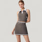 High Waist Athletic Skirt with Contrast Trim and Built-In Shorts