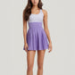 Sleeveless Two-Tone Tennis Dress with Scoop Neck and High Waist Pleated Skirt
