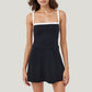 Square Neck Active Dress with Contrast Trim Straps and Fitted Flare Silhouette