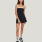 Square Neck Active Dress with Contrast Trim Straps and Fitted Flare Silhouette