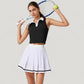 Two-Piece Tennis Set with Sleeveless Polo Crop Top and Pleated High Waist Skirt
