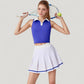Two-Piece Tennis Set with Sleeveless Polo Crop Top and Pleated High Waist Skirt