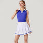 Two-Piece Tennis Set with Sleeveless Polo Crop Top and Pleated High Waist Skirt