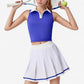 Two-Piece Tennis Set with Sleeveless Polo Crop Top and Pleated High Waist Skirt