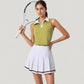 Two-Piece Tennis Set with Sleeveless Polo Crop Top and Pleated High Waist Skirt