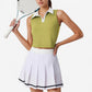 Two-Piece Tennis Set with Sleeveless Polo Crop Top and Pleated High Waist Skirt