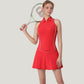 Sleeveless Performance Polo Tank with Zip Neckline and Contrast Piping for Golf and Tennis