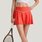 High Waist Flare Tennis Skirt with Contrast Piping and Flowy Athletic Silhouette