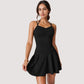 Strappy Athletic Dress with Built-In Shorts and Side Pocket Supportive Fit Stretch Fabric