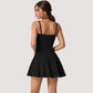 Strappy Athletic Dress with Built-In Shorts and Side Pocket Supportive Fit Stretch Fabric