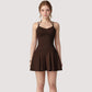 Strappy Athletic Dress with Built-In Shorts and Side Pocket Supportive Fit Stretch Fabric