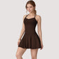 Strappy Athletic Dress with Built-In Shorts and Side Pocket Supportive Fit Stretch Fabric