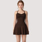 Strappy Athletic Dress with Built-In Shorts and Side Pocket Supportive Fit Stretch Fabric