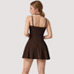 Strappy Athletic Dress with Built-In Shorts and Side Pocket Supportive Fit Stretch Fabric