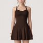 Strappy Athletic Dress with Built-In Shorts and Side Pocket Supportive Fit Stretch Fabric